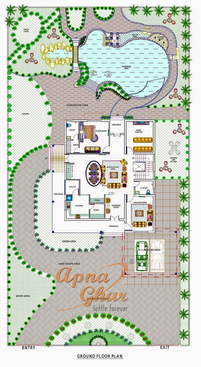 Bungalow House  Design With Swimming  Pool  ApnaGhar House  